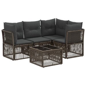 vidaXL Ensemble de canapé de jardin 5 Pièces Gris polyrotin