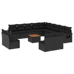 vidaXL Salon de jardin avec coussins 14 Pièces noir résine tressée