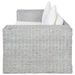 vidaXL Canapé à 2 places avec coussins Gris Rotin naturel