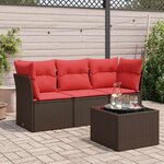 vidaXL Salon de jardin 4 Pièces avec coussins marron résine tressée