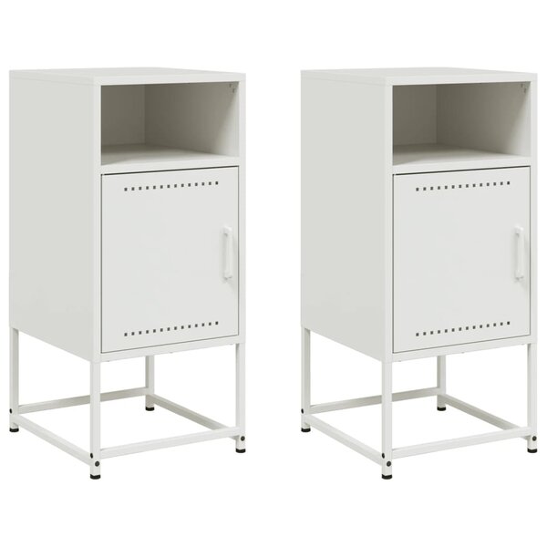 vidaXL Tables de chevet 2 Pièces blanc 36x39x78 cm acier