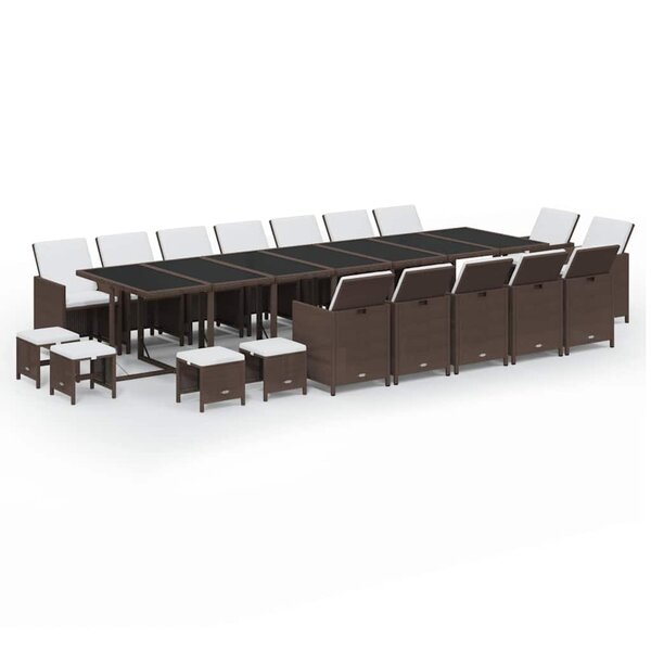 vidaXL Ensemble à manger de jardin coussins 19 Pièces Résine tressée