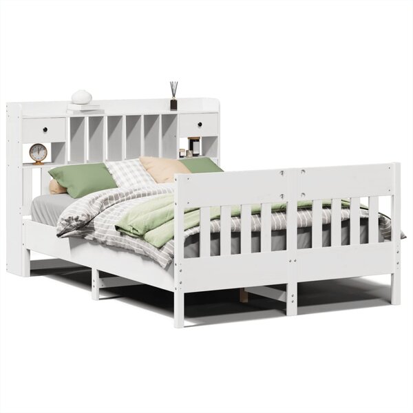 vidaXL Cadre de lit sans matelas blanc 140x190 cm bois de pin massif