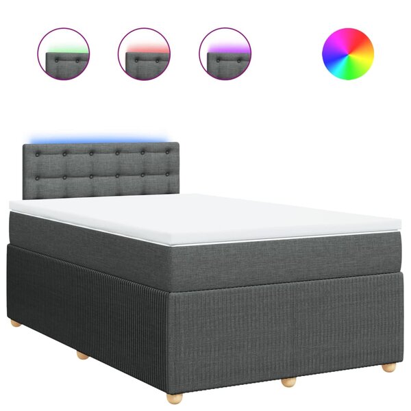 vidaXL Sommier à lattes de lit avec matelas Gris foncé 120x200cm Tissu