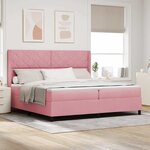 vidaXL Lit à Ressorts avec Matelas LED Rose 200 x 200 cm Velours