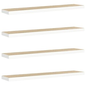 vidaXL Étagères flottantes 4 Pièces chêne et blanc 120x23 5x3 8 cm MDF
