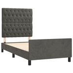 vidaXL Cadre de lit avec tête de lit Gris foncé 100x200 cm Velours