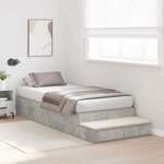 vidaXL Cadre de lit avec rangement Gris béton 100 cm Bois d'ingénierie