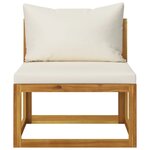 vidaXL Canapé central sectionnel et coussin blanc crème Bois d'acacia