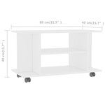 Vidaxl meuble tv avec roulettes blanc 80 x 40 x 40 cm aggloméré