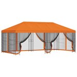 vidaXL Gazebo avec murs latéraux 6 x 3 m Orange Polyester et Acier