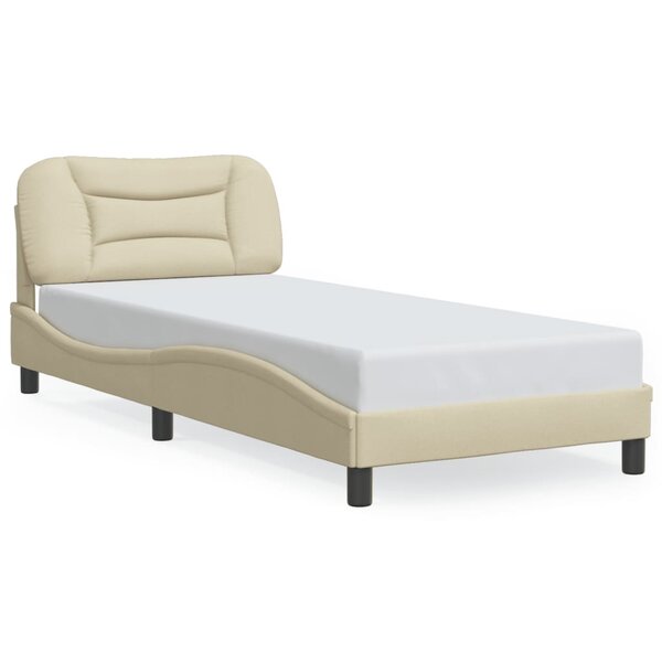 vidaXL Cadre de lit avec LED sans matelas Hvar crème 90x200 cm tissu