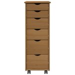 vidaXL Cabinet roulant avec roue Marron miel 34 x 39 x 93 5 cm