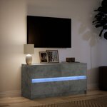 vidaXL Meuble TV avec LED gris béton 100x34x50 cm bois d'ingénierie