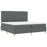 vidaXL Lit à ressort LED avec matelas Gris foncé 200 x 200 cm tissu