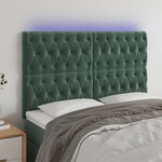 vidaXL Tête de lit à LED Vert foncé 160x7x118/128 cm Velours
