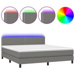 vidaXL Sommier à lattes de lit et matelas et LED Gris foncé 160x200 cm