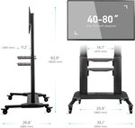 Onkron ts2771 support tv sur piedà  roulettes pour des téléviseurs de 40 à  82 pouces noir