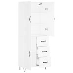 vidaXL Buffet haut Blanc 69 5x34x180 cm Bois d'ingénierie