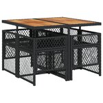 vidaXL Ensemble à manger de jardin coussins 5Pièces noir résine tressée