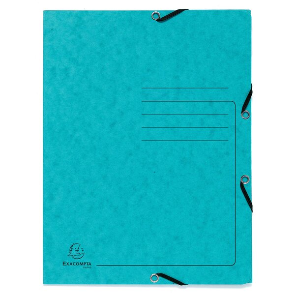 Chemise À Élastique 3 Rabats Carte Lustrée 355gm2 - A4 - Turquoise - X 25 - Exacompta