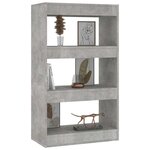 vidaXL Bibliothèque/séparateur de pièce gris béton bois d'ingénierie