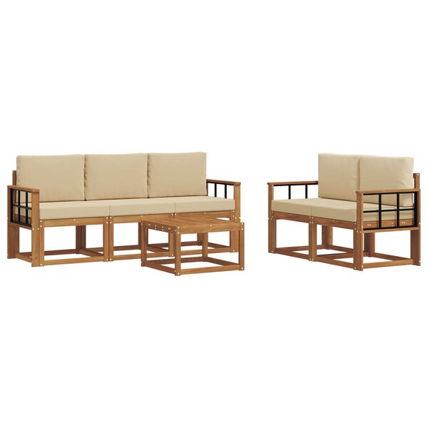 vidaXL Ensemble de canapés d'extérieur 6 Pièces Naturel et Beige