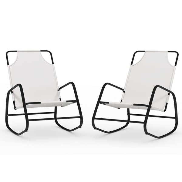 vidaXL Chaises longues à bascule lot de 2 crème acier et textilène