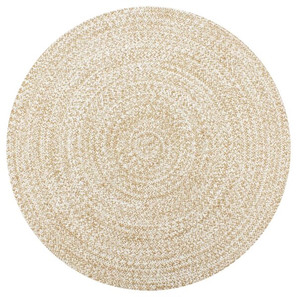 vidaXL Tapis fait à la main Jute Blanc et naturel 120 cm