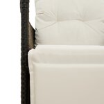 vidaXL Canapé de jardin inclinable 2 places avec table noir poly rotin