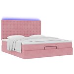 vidaXL Cadre de lit ottoman avec matelas rose 180x200 cm velours