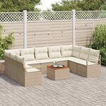 vidaXL Ensemble de canapé de jardin 10 Pièces Beige et blanc
