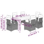 vidaXL Ensemble à manger de jardin coussins 7 Pièces mélange beige rotin