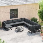 vidaXL Ensemble de canapé de jardin 12 Pièces Noir 71.5 x 71.5 x 71 cm