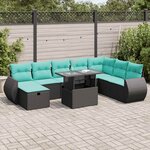 vidaXL Salon de jardin avec coussins 9 Pièces gris résine tressée acacia