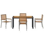 vidaXL Ensemble de salle à manger pour jardin 5 Pièces Gris  Bois