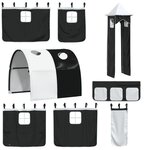 vidaXL Lit mezzanine enfants avec tour blanc/noir 80x200cm pin massif