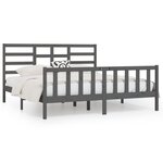vidaXL Cadre de lit Gris Bois de pin massif 200x200 cm
