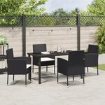 vidaXL Ensemble de salle à manger de jardin de 5 pièces avec coussins Noir Rattan Poly
