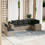 vidaXL Salon de jardin 6 Pièces avec coussins gris clair résine tressée