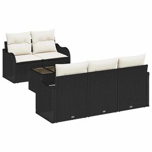 vidaXL Ensemble de canapé de jardin avec coussin 6 Pièces Noir et Crème
