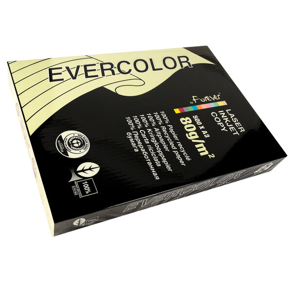 Ramette 500 Feuilles Papier 80g A3 420x297 mm Certifié Ange Bleu canari EVERCOLOR