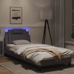 vidaXL Cadre de lit avec lumières LED gris 90x200 cm similicuir