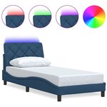 vidaXL Cadre de lit avec LED sans matelas bleu 90x190 cm tissu