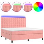 vidaXL Sommier à lattes de lit matelas et LED Rose 160x200 cm Velours