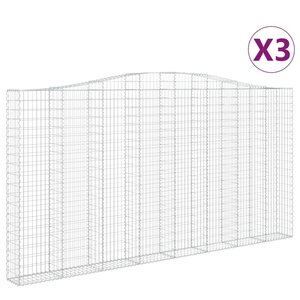 vidaXL Paniers à gabions arqués 3 Pièces 400x30x200/220 cm Fer galvanisé