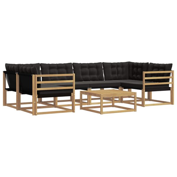 vidaXL Ensemble de canapés d'extérieur 7 pc Blanc et noir