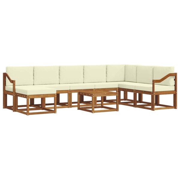 vidaXL Ensemble de canapés d'extérieur 9 pc Naturel et Crème