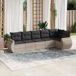 vidaXL Salon de jardin 6 Pièces avec coussins gris clair résine tressée