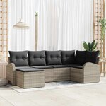 vidaXL Ensemble de canapé de jardin 6 Pièces Gris clair Poly rotin
